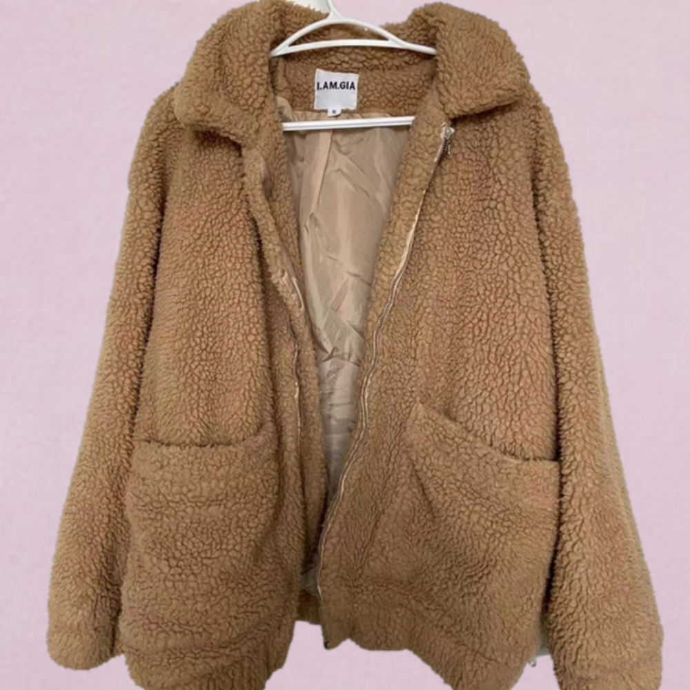 I.AM.GIA  Beige Tan Teddy Bear Sherpa Pixie Coat Jacket - S